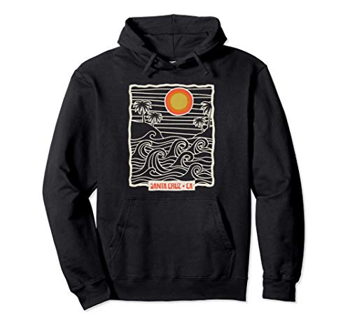 70s 80s CA Retro Sunset Ocean Surf - Ciudad Santa Cruz Sudadera con Capucha