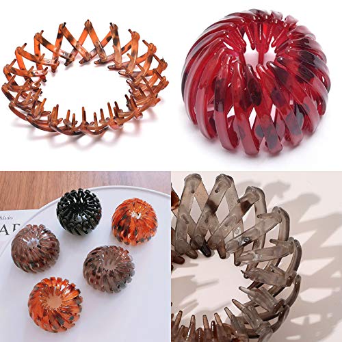 7Pcs Clips de Soporte de Cola de Caballo Expandible de Nido de Pájaro Pinzas Bandas para El Cabello Pasadores Lazos De Pelo Retráctiles Geométricos Vintage Mujeres (7 Piezas)