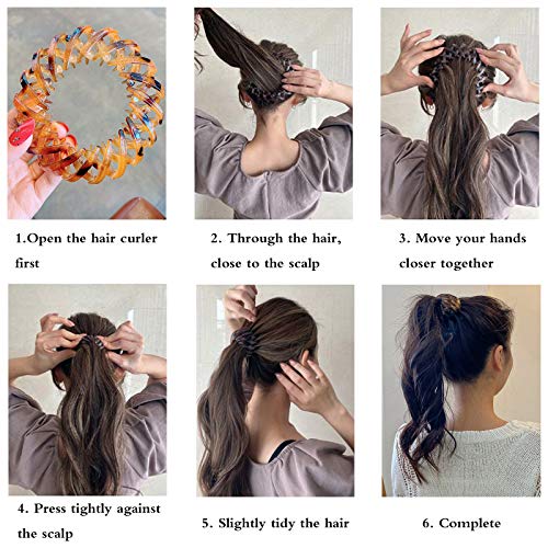 7Pcs Clips de Soporte de Cola de Caballo Expandible de Nido de Pájaro Pinzas Bandas para El Cabello Pasadores Lazos De Pelo Retráctiles Geométricos Vintage Mujeres (7 Piezas)