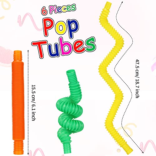 8 Piezas Mini Juguetes Sensoriales de Pop Tubos, Juguetes Sensoriales de Tubo Elástico de Colores, Juguetes de Tubo Pop Fidget para Favor de Fiesta para Aliviar Estrés