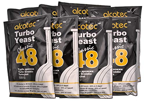 8 x levadura turbo AlcoTec Classic 48h 20% de alcohol en 5 días