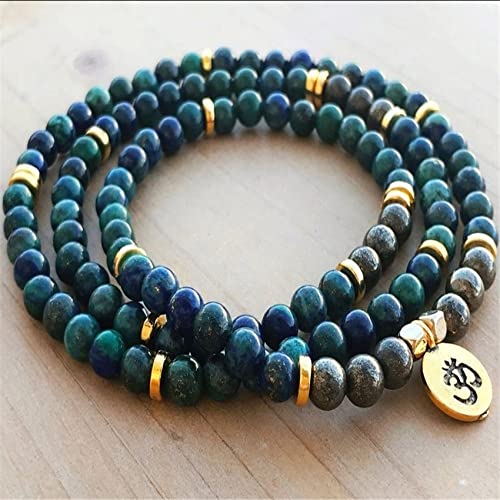 8Mm Verde Malaquita Piedra Preciosa 108 Cuentas Colgante Mala Pulsera Espiritualidad Ruyi Fancy Unisex Ing Orar Meditación Yoga-Default