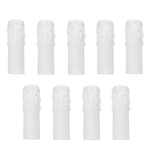 9 Piezas Manga para vela Funda para Portavelas Plástico Vela Casquillo para Candelabro Lámpara (3x10cm) Blanco