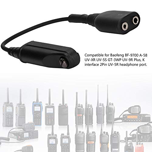 943 Adaptador de Cable de Audio K-Head, Adaptador de Cable de 2 Clavijas para Auriculares Baofeng BF-9700 A-58 UV-XR UV-5S GT-3WP UV-9R Plus, Interfaz K de 2 Clavijas UV-5R