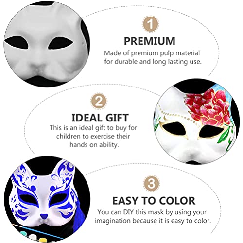 Abaodam 16 Unids Halloween White Fox Masks DIY Japonés Kabuki Kitsune Masks Hecho a Mano Japonés Cosplay Tradicional Cosplay Kabuki Traje para Halloween Cosplay Party Bujes