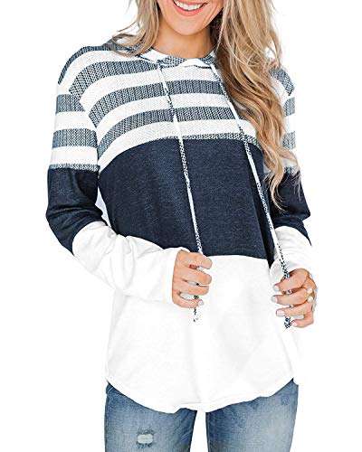 ABYOVRT Mujer Sudadera con Capucha Manga Larga Jerséis Sueltos Sudadera con Estampado la Camiseta Otoño Invierno Mujer Chándal,Z Blanco,L