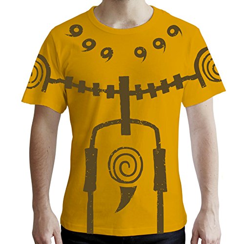 ABYstyle - Naruto Shippuden - Camiseta - Chakra Fashion - Hombre - Amarillo (XXL)