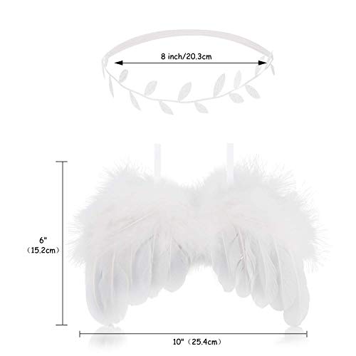 Accesorios Fotografia Bebe Recien,Recien Nacido Fotografia Kit Ala de Plumas de Angel Blanco con Diadema Accesorios para Fotos para Bebés de 0 a 6 Meses Unisex Niños Niñas