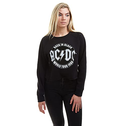 AC/DC Tour Emblem Cropped Sweatshirt Sudadera, Negro (Black Blk), 40 (Talla del Fabricante: Medium) para Mujer