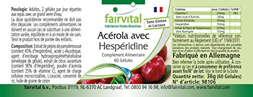 Acerola con Hesperidina - VEGANO - 60 Cápsulas - con vitamina C y extracto de semilla de pomelo - Calidad Alemana