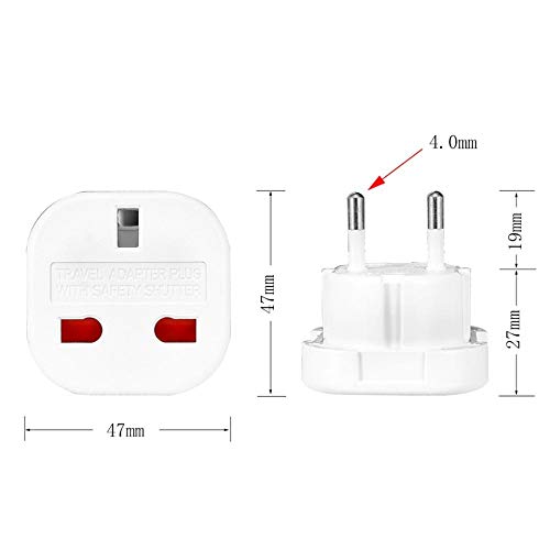 ACTECOM Adaptador Corriente Enchufe UK Ingles Reino Unido A Europeo Redondo UE Universal Blanco