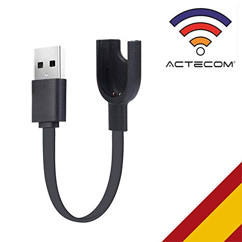 actecom Cable USB de Carga y sincronización de Carga Base de Repuesto Compatible con Xiaomi mi Band 3