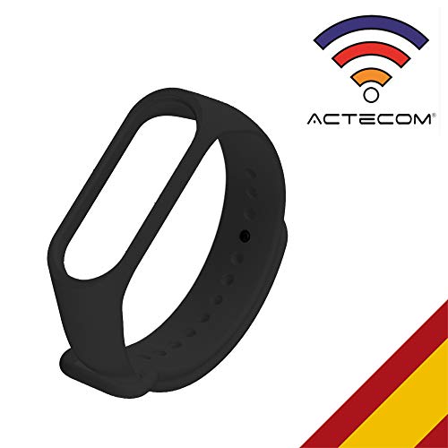 ACTECOM Recambio para Pulsera Actividad Xiaomi Mi Band 4 3 Smartwatch Correa Reloj (Negro)