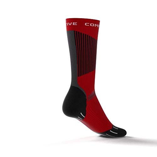 Active Compression Patines Nordic Race Socks – Calcetines de esquí de fondo/ocke con compresión – Rojo/Negro