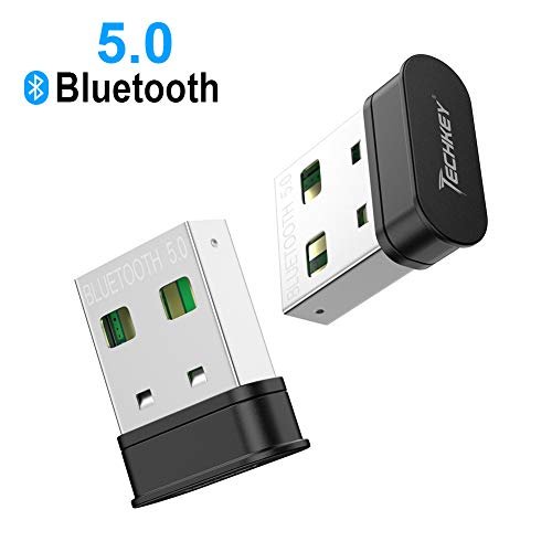 Adaptador Bluetooth para PC, Techkey USB Transmisor Bluetooth 5.0 EDR para PC Ordenador Sobremesa Transferencia inalámbrica para Bluetooth Auriculares Altavoz Teclado Ratón Impresora para Windows 10-7