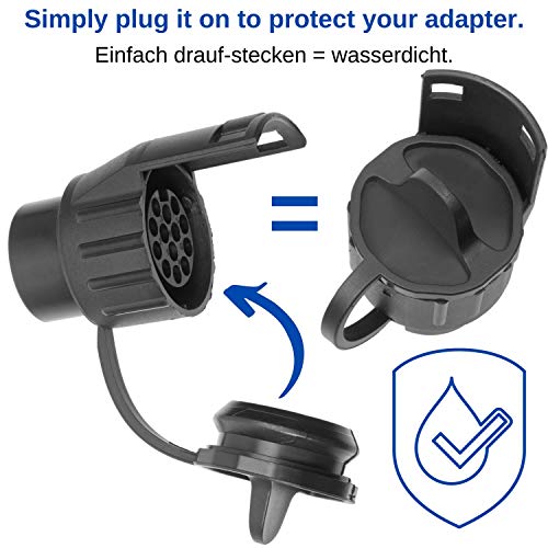 Adaptador de 7 a 13 pines, incluye protección contra la humedad, universal para remolques, según ISO 11446 y ISO 1724, para sistemas de remolque de 12 V, para remolques de coche, adaptador de enchufe