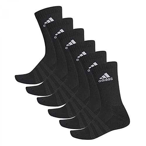 adidas Cush CRW 6PP Calcetines, Unisex Adulto, Top:Black/Black/Black/Black Bottom:Black/Black, KS