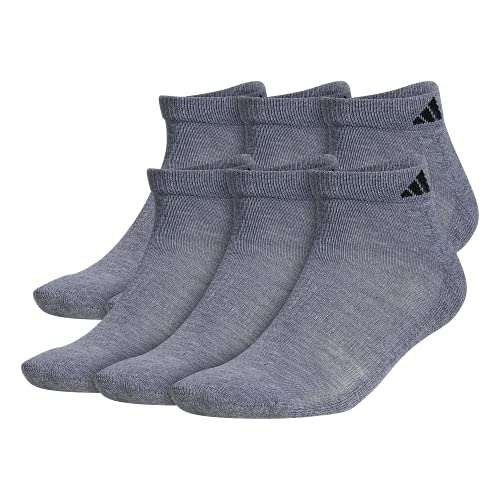 adidas de Hombre Athletic Calcetines de Corte bajo (6-Pack), Hombre, Color Heather Grey/Black, tamaño Regular: 6-12
