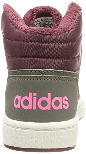 adidas Hoops Mid 2.0, Basketball Shoe, Grey/Core Black/Screaming Pink, 37 1/3 EU