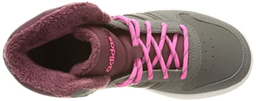 adidas Hoops Mid 2.0, Basketball Shoe, Grey/Core Black/Screaming Pink, 37 1/3 EU