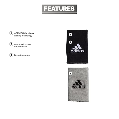 adidas Pulsera Reversible Grande de intervalo Unisex, Color Negro/Aluminio 2 Aluminio 2/Negro, Talla única