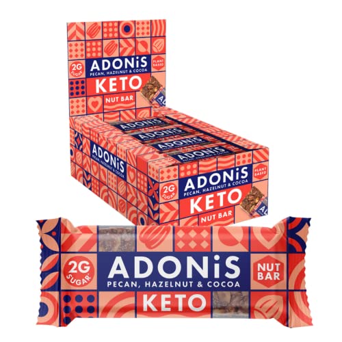 Adonis Low Sugar Nut Bar - Barritas de Pacanas Crujiente Sabor de Cocoa | 100% Natural, Baja en Carbohidratos, Sin Gluten, Vegano, Paleo, Keto (16)