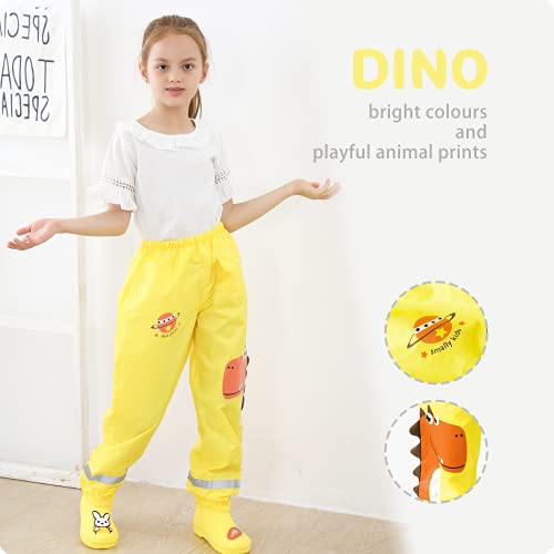 Adorel Pantalones Impermeables Reflector Bolsillo para Niño Dinosaurio 2-3 Años (Tamaño del Fabricante S)