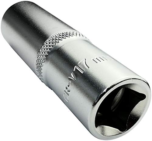 AERZETIX - Llave de vaso - Profundo/extendido/largo - 1/2x17mm - para atornillar/trinquete manual/neumático - Cuerpo cilíndrico - Hexagonal/6 lados Allen - en acero CR-V - Color plata - C45235