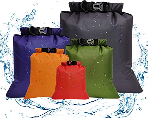 Aesy Bolsa Estanca, Bolsa Impermeable, Bolsas Estancas, Bolsa Estanca Impermeable, Bolsa Seco, Ligero, Ultra Ligero, para Kayak, Senderismo, Viaje, Surf, 5pcs (1.5L / 2.5L / 3.5/4.5L / 6L) (5 Color)