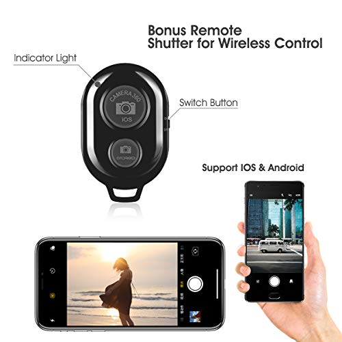 AFAITH Soporte Teléfono Móvil Trípode Adaptador+Control Remoto Inalámbrico, Universal Montaje Clip para Palo Selfie Stick Monópode Fits iPhone Samsung Galaxy Xiaomi Huawei y All Android Smartphone