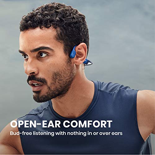 AfterShokz Aeropex, Auriculares Deportivos Inalambricos con Bluetooth 5.0, Tecnología de Conduccion Osea, Diseño Open-Ear, Resistente al Polvo y al Agua IP67, Blue Eclipse