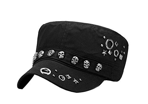 Agaruu Punk - Gorra de calavera para hombre Negro M