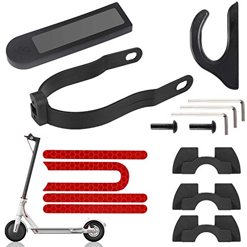 AGPTEK 7 Piezas Accesorio Repuesto de Scooter para Xiaomi M365/Pro, Soporte del Guardabarros Trasero, Smortiguadores de Goma, Ganchos, Cubierta de Instrumentos, Pegatinas Reflectantes