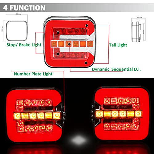 AGRISHOP Wireless Kit 12/24V Magnético Inalámbrico Luces Traseras Para Remolque Coches Led, 2Pcs Inalámbricas Pilotos Remolque, Magnéticas Inalámbricas Indicadora Dinámica Impermeable Homologation