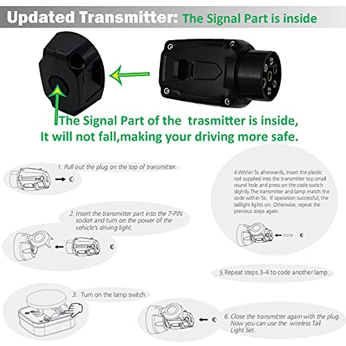 AGRISHOP Wireless Kit 12/24V Magnético Inalámbrico Luces Traseras Para Remolque Coches Led, 2Pcs Inalámbricas Pilotos Remolque, Magnéticas Inalámbricas Indicadora Dinámica Impermeable Homologation