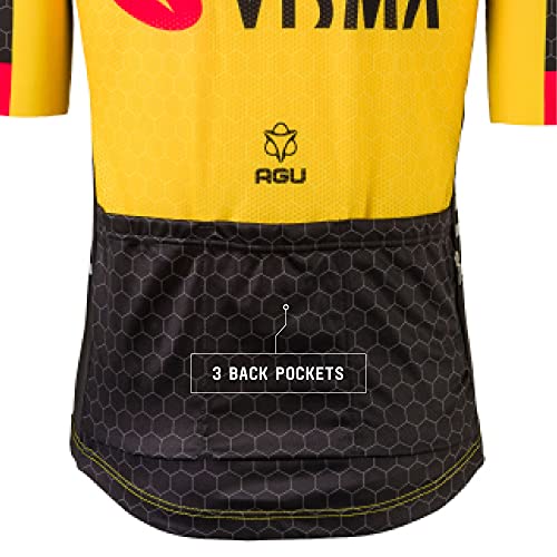 AGU Replica Team Jumbo Visma 2021 Hombre, Maillot Ciclismo Hombre Verano, Ropa de Ciclismo Oficial del Equipo de Ciclismo Profesional Jumbo Visma - Amarillo - XS