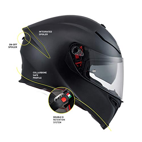 AGV 0041A4MY_003_ML K5 S Solid Casco Moto Integral, Negro Mate, ML