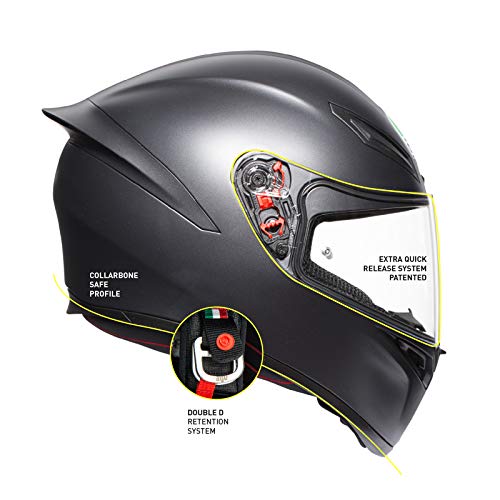 AGV 0281A4I0_003_MS K1 Solid Casco Moto Integral, Negro Mate, MS