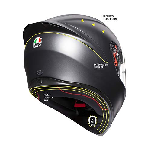 AGV 0281A4I0_003_MS K1 Solid Casco Moto Integral, Negro Mate, MS