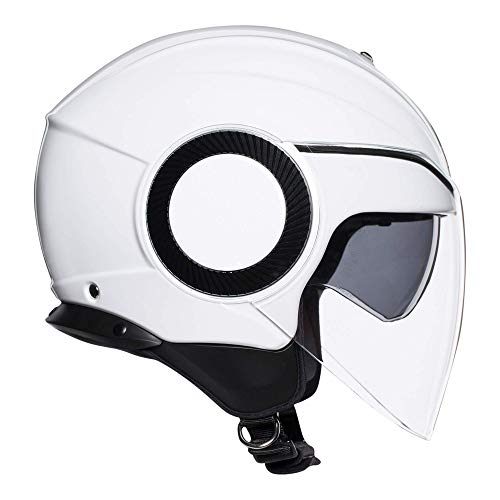 AGV Abierto E2205 Orbyt Solid Casco Moto Jet, Hombre, Blanco Perla, M