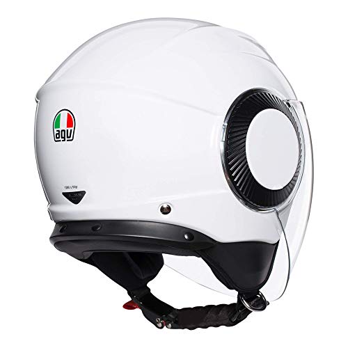 AGV Abierto E2205 Orbyt Solid Casco Moto Jet, Hombre, Blanco Perla, M