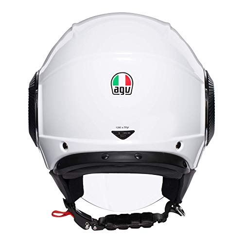 AGV Abierto E2205 Orbyt Solid Casco Moto Jet, Hombre, Blanco Perla, M