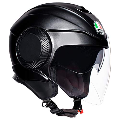 AGV Abierto E2205 Orbyt Solid Casco Moto Jet, Hombre, Negro Mate, M