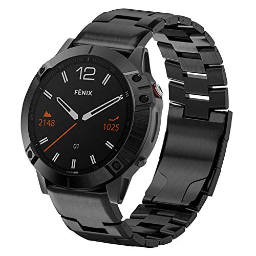 AHayo Correa de reloj de titanio QuickFit de 22 mm para Fenix 6/Fenix 5, correa ajustable de aleación de titanio con cierre de acero inoxidable para Garmin Fenix 6 Pro/Zafiro/Solar, Instint, negro