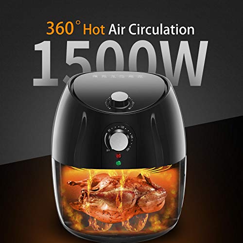 Aigostar Hayden - Freidora de aire sin aceite, 1500W, gran capacidad 3,5 L, cesta antiadherente, apagado automático, selector de temperatura. Libre de BPA.