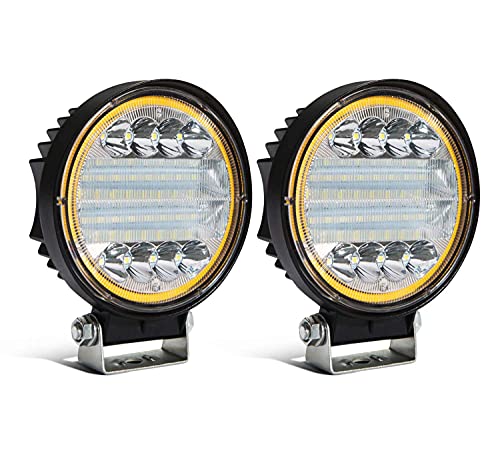 AIHOUSE Barra de luz Redonda LED 72W Spot Light POD Off Off Fog Fog DRINGE A Techo Barra de Parachoques con luz de Marcador DRL Amber para ATV UTV Truck Boat, 2 PCS