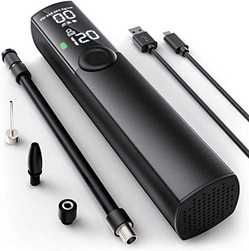 Aimocar Bomba de neumáticos, LCD Recargable Bomba de Bicicleta Aire Inflador electrico Compresor 120PSI 1200mAh Batería de Litio con Linterna LED para Coche, Bicicletas, Motocicletas, Pelotas