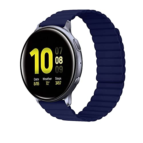 AiMok 20mm Correa Compatible con Samsung Galaxy Watch 4/4 Classic/Active/Active 2 40/44mm, Pulsera de Repuesto de Silicona con Cierre Magnético para Samsung Galaxy Watch 3 41mm/ Watch 42mm - Azul