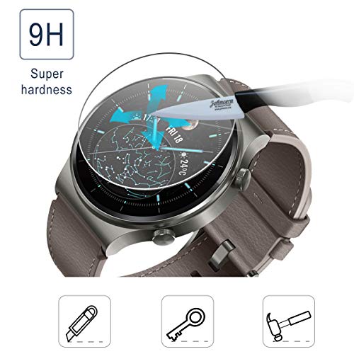 Aimtel - Protector de pantalla compatible con Huawei Watch GT 2 Pro [3 unidades] dureza 9H antiburbujas, antiarañazos, protector de pantalla de vidrio templado para Huawei Watch GT 2 Pro