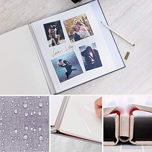 AIOR Album Fotos Autoadhesivo, Impermeable Album de Fotos para Pegar y Escribir, DIY Scrapbook Album para Aniversario de Boda de Oro Cumpleaños Navidad para Mujer Novia Regalos, Beige